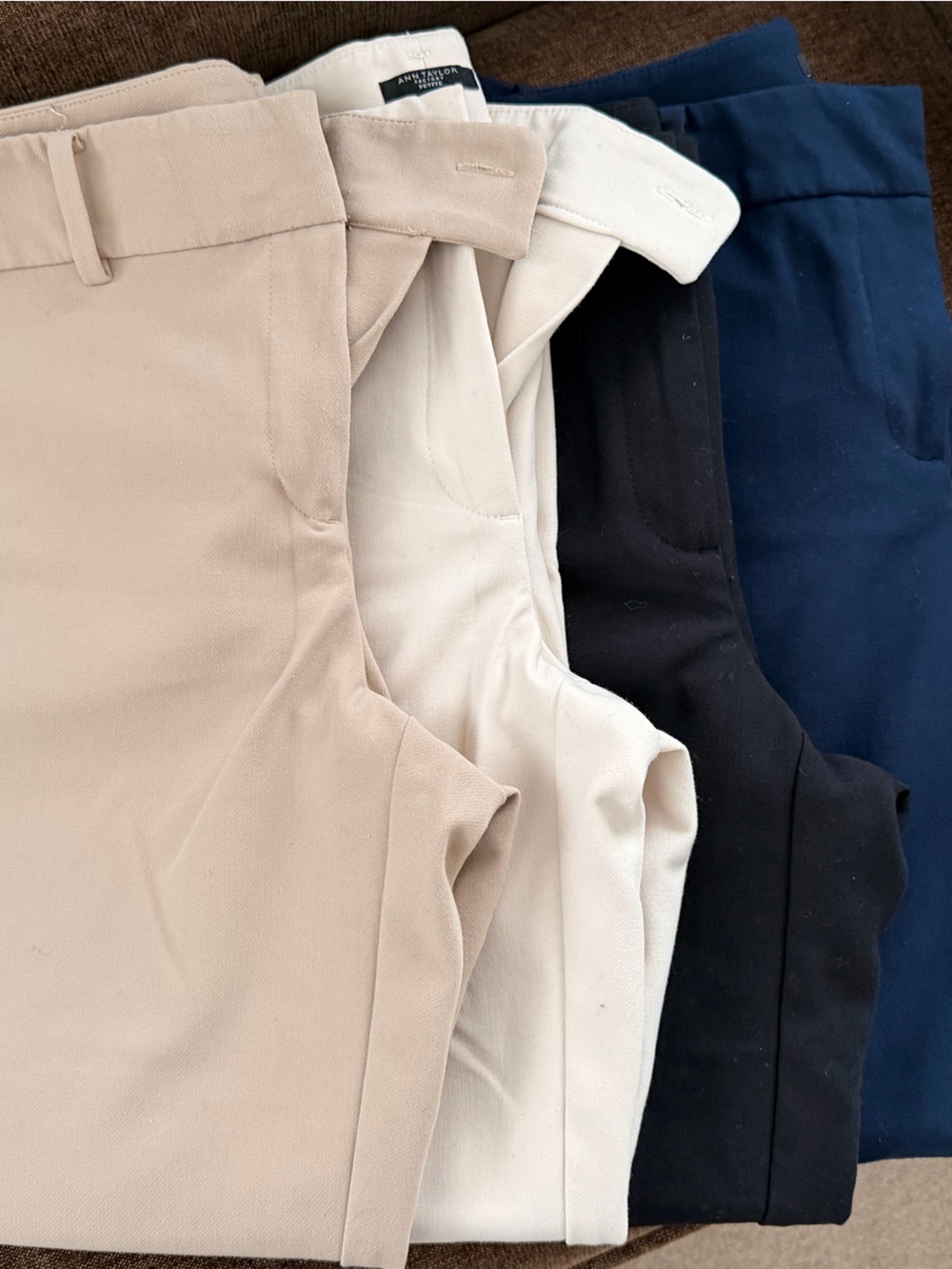 Ann Taylor Trousers in Beige, Ivory, Black & Navy